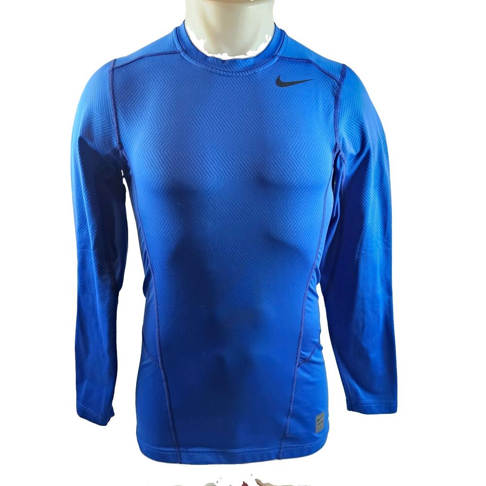 Nike Pro Shirt Mens Small Blue Compression Dri Fit Fitted Training Gym Athletic